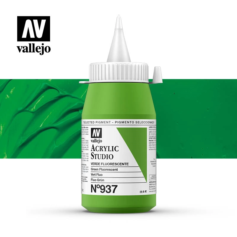 Een Acrylverf Vallejo 500 ml green fluorescent 937 koop je bij Terpen Tijn