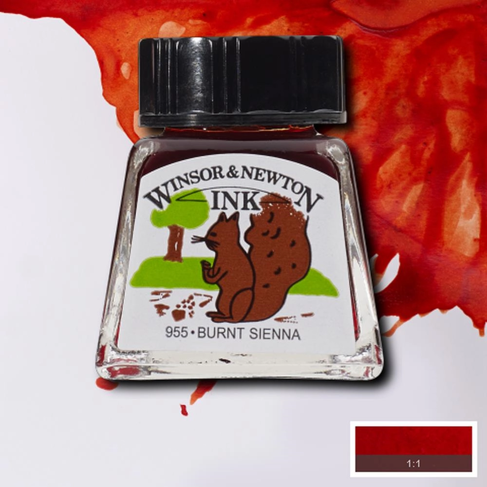 Een Tekeninkt Winsor & Newton 14 ml 074 burnt sienna koop je bij Terpen Tijn