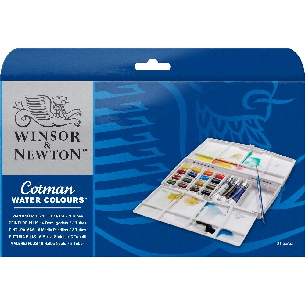 Een Cotman aquarelverf 16 napjes + 3 tubes + penseel set koop je bij Terpen Tijn