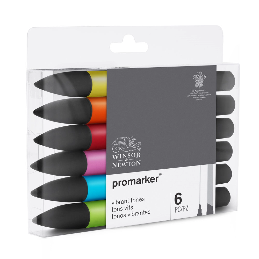 Een Winsor & Newton Promarker set 6 vibrant tones koop je bij Terpen Tijn