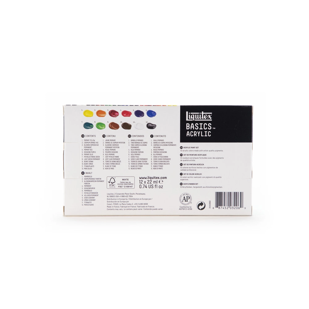 Een Liquitex Basics Set 12X22ml koop je bij Terpen Tijn