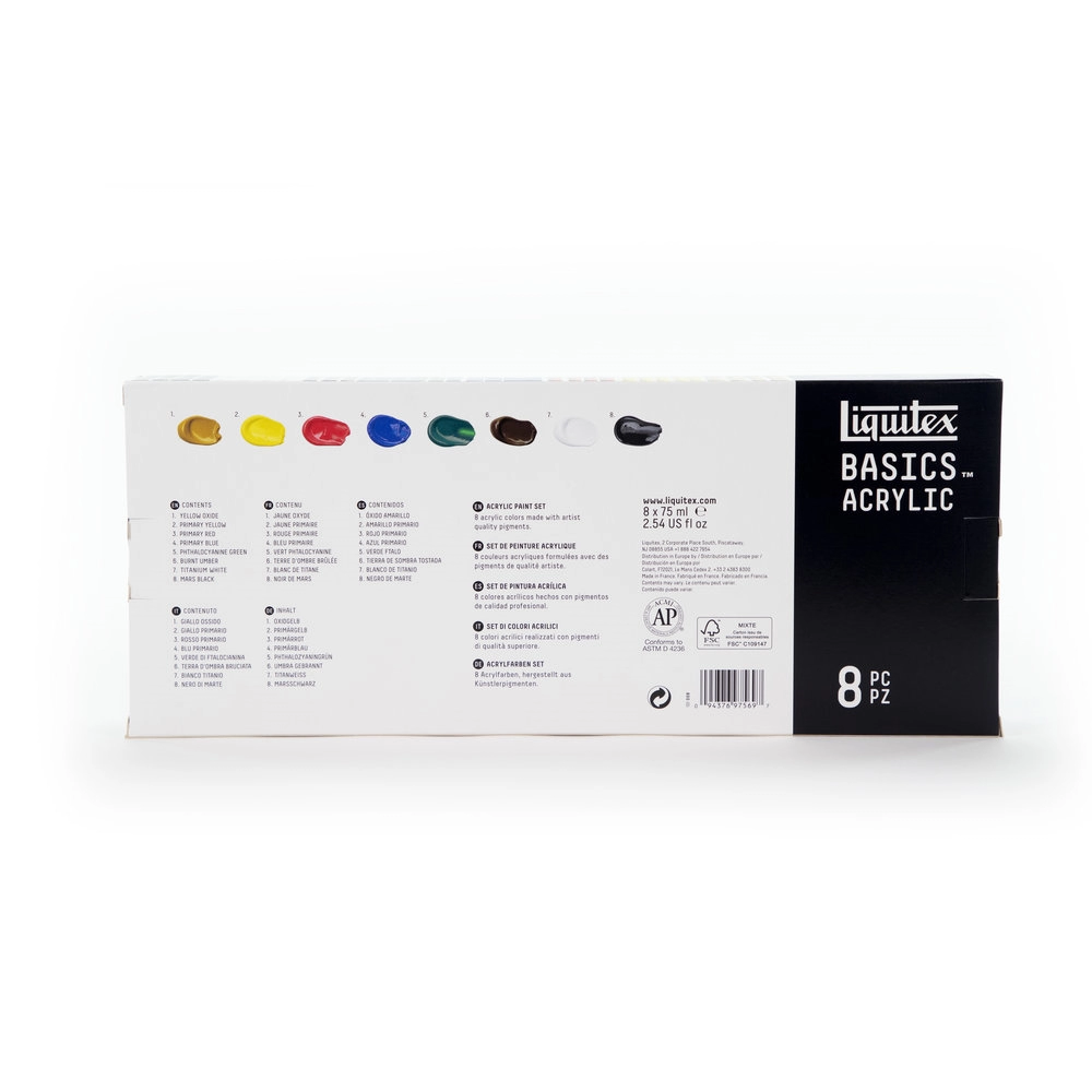 Een Liquitex Basics Set 8 x 75ml koop je bij Terpen Tijn