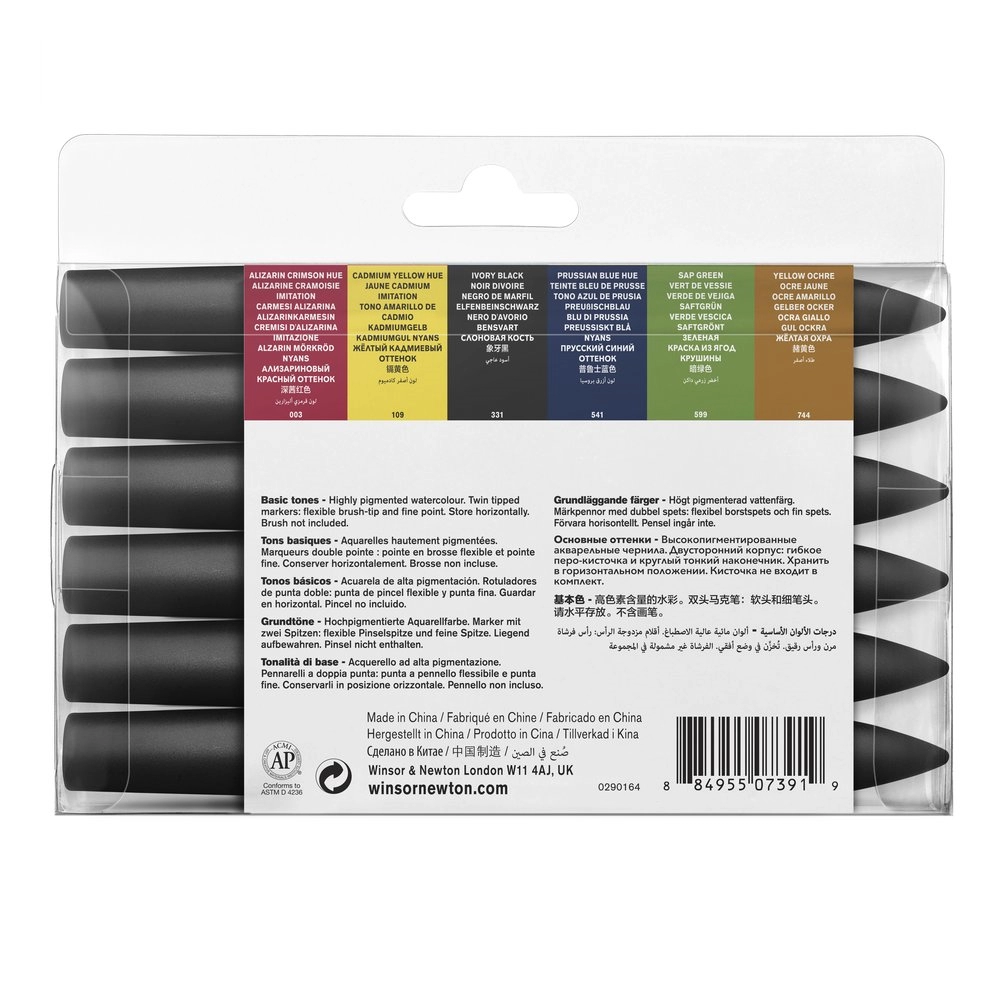 Een Winsor & Newton Promarker watercolour set 6 basic tones koop je bij Terpen Tijn